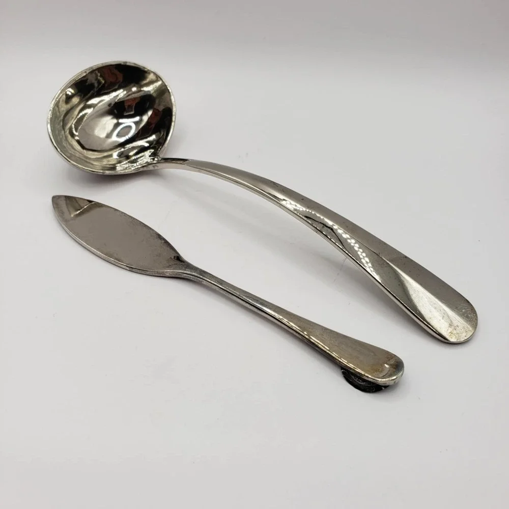 Godinger Silver Art Co Butter Knife and Gravy Ladle/Sauce Spoon Set